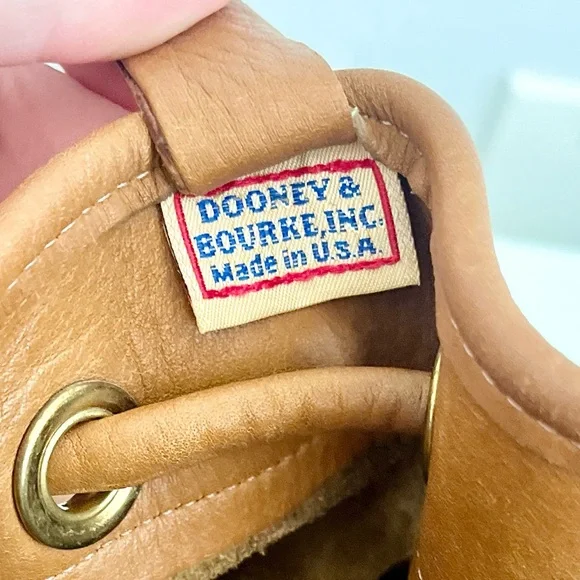 Vintage Dooney & Bourke British Tan Leather Drawstring Bucket Bag - Picture 13 of 14